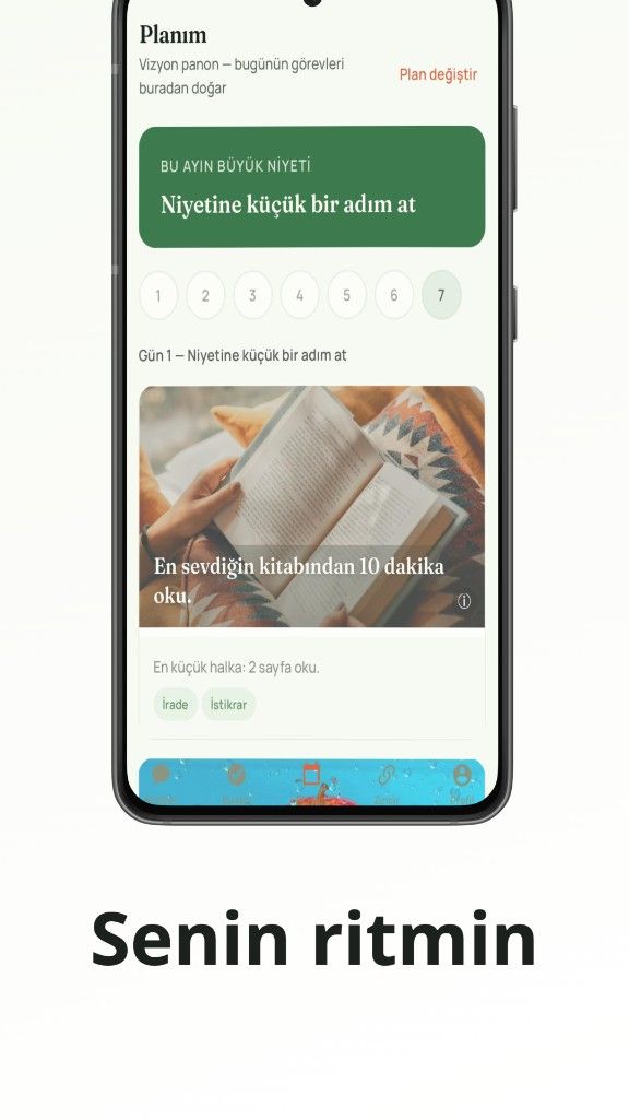 Niyetsen Planım ekranı — ayın büyük niyeti ve günlük görev