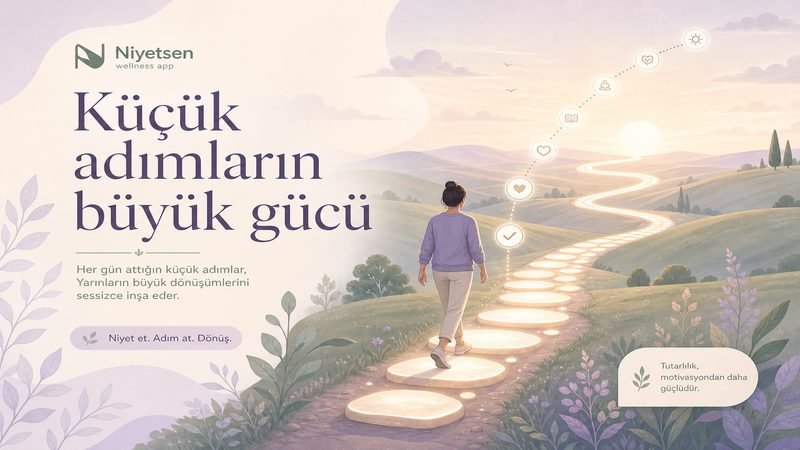 Küçük adımlarla büyüyen yol — istikrar ve bileşik etki illüstrasyonu