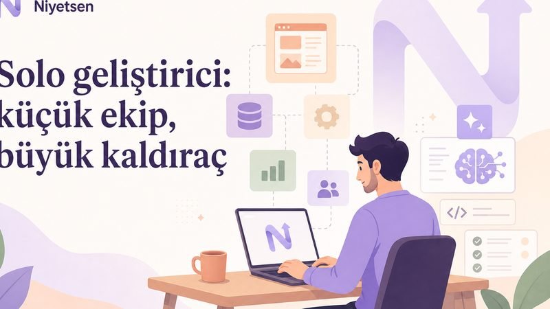 Yapay zekâ araçlarıyla ürün geliştiren solo geliştirici illüstrasyonu