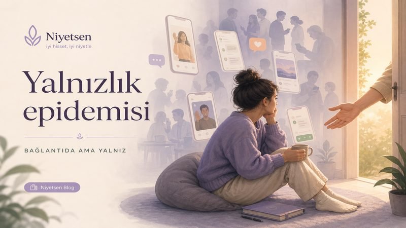 Bağlantılı ama yalnız — sosyallik ve aidiyet eksikliği illüstrasyonu
