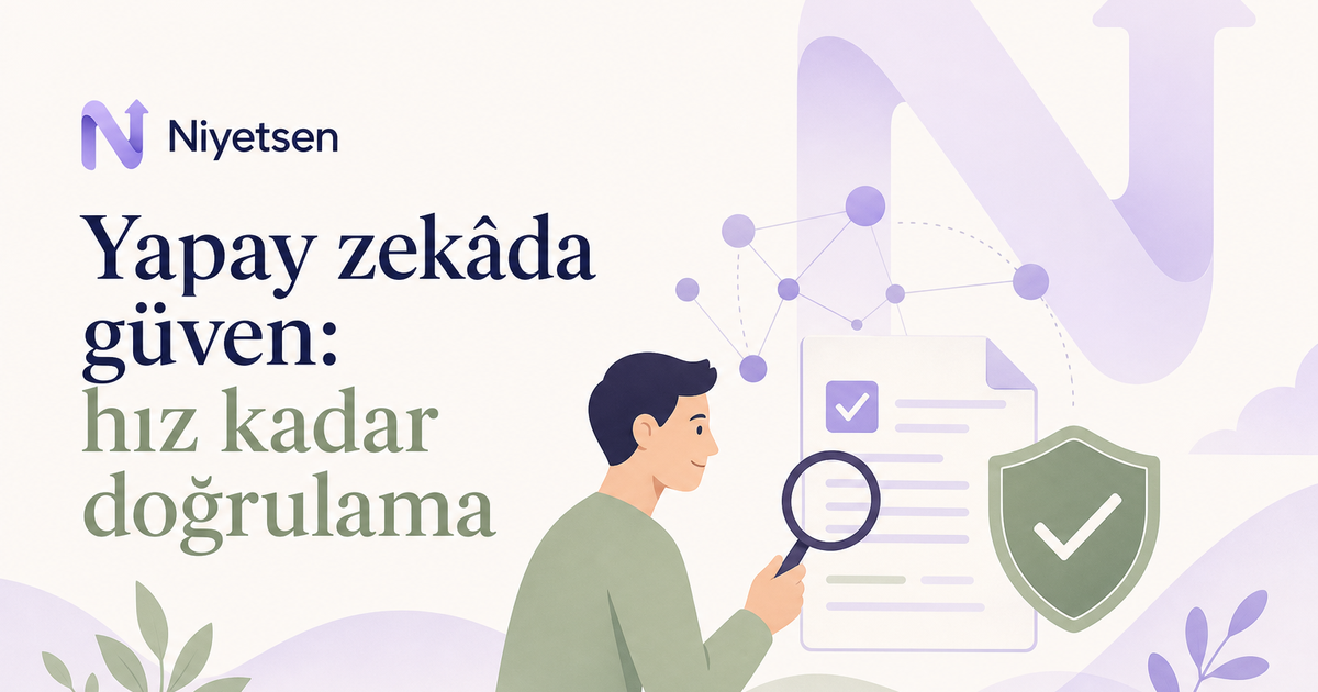 Yapay zekâ çıktısını doğrulayan bir insan ve güvenlik kalkanı